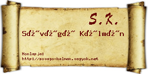 Sóvágó Kálmán névjegykártya